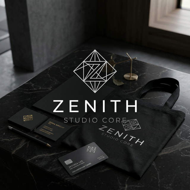 Diseño de marca minimalista para Zenith Studio Core - Identidad visual elegante para estudio de pilates